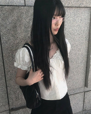 Perfume Shirring Off Short Sleeve Blouse